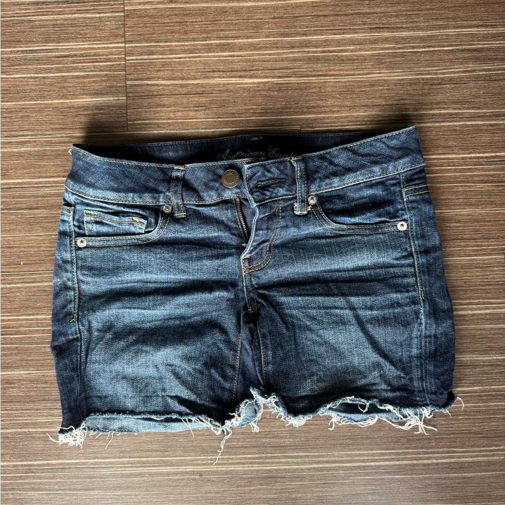 American Eagle Outfitters Blue Jean Shorts Distressed Cut-Offs